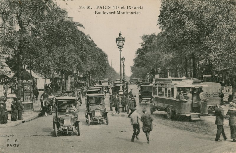 Paris, Boulevard Montmartre. Postkort sendt i 1913. af French Photographer