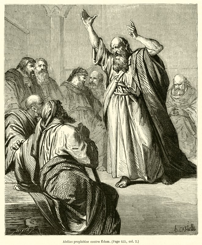 Obadja profeterer mod Edom (gravering) af French School