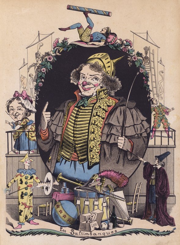 Akrobater (farve litho) af French School