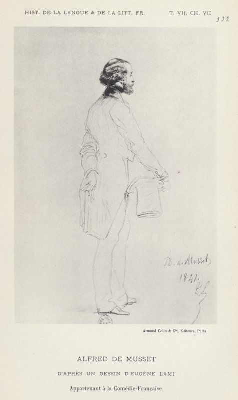 Alfred De Musset (litho) af French School
