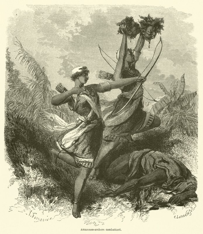 Amazons-bueskytter kæmper (gravering) af French School