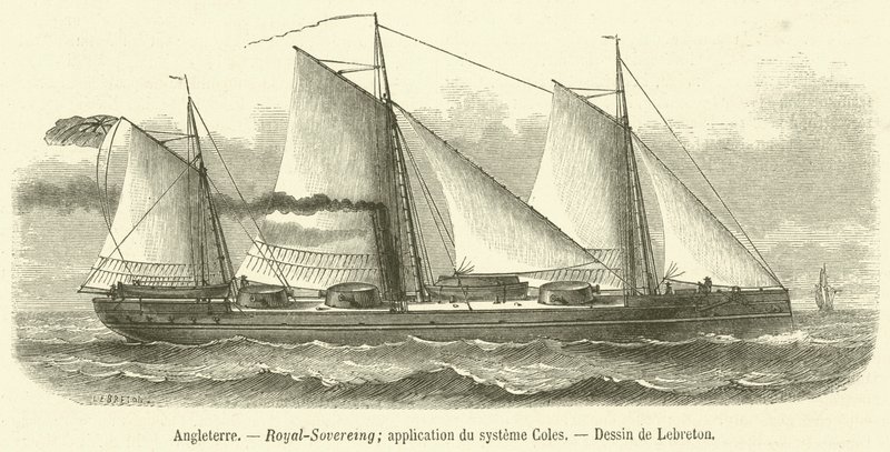 Angleterre, Royal-Sovereign, application du systeme Coles (gravering) af French School