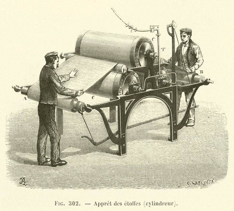 Efterbehandling af stoffer, cylinder (gravering) af French School
