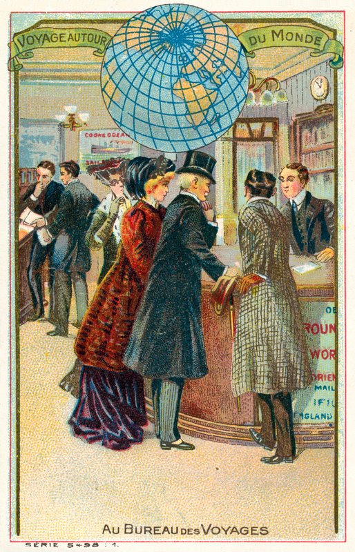 Hos rejsebureauet (chromolitho) af French School
