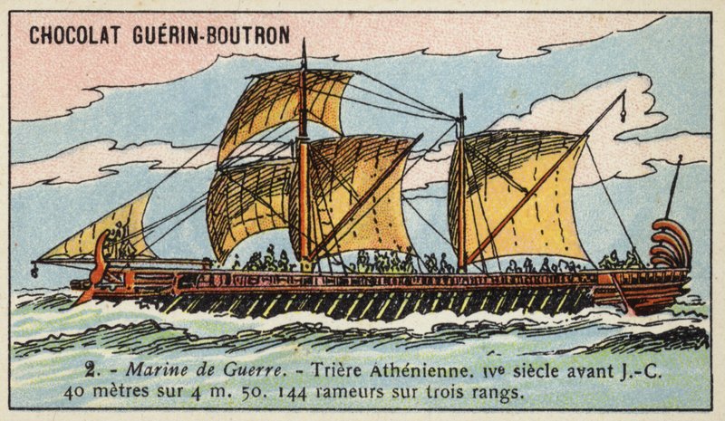 Athens trirem, 4. århundrede f.Kr. (chromolitho) af French School