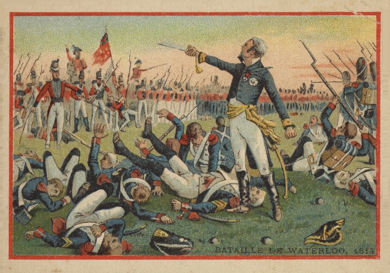 Slaget ved Waterloo i 1814 af French School