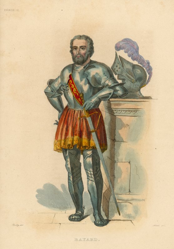 Bayard (farvet gravering) af French School