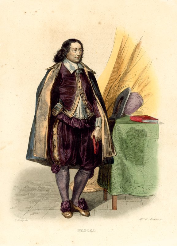 Blaise Pascal (farvet gravering) af French School
