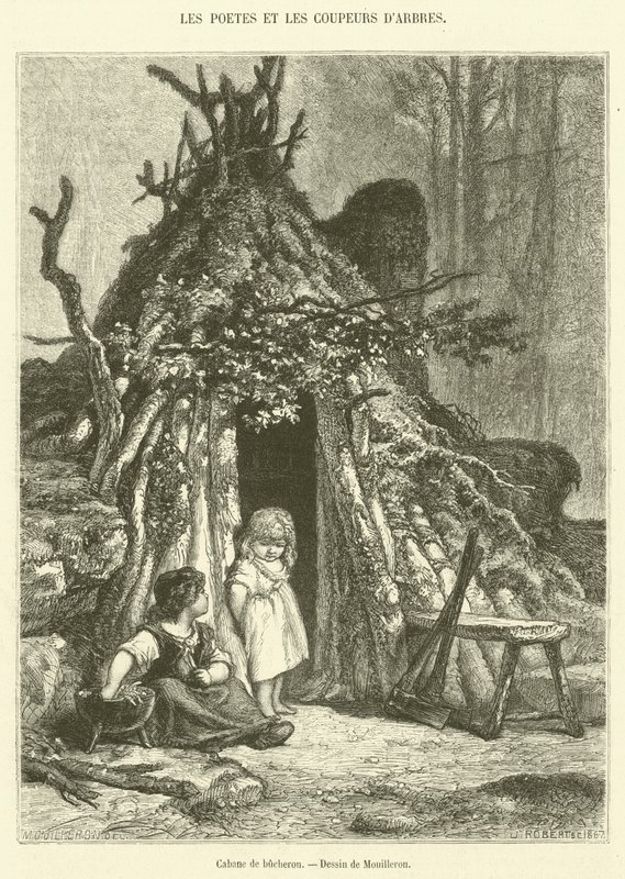 Skovhuggerhytte (gravering) af French School
