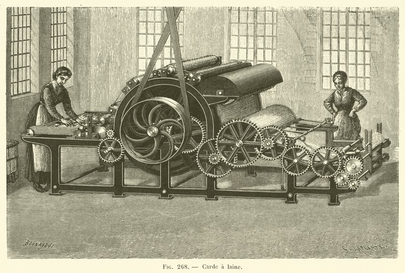 Carde a laine (gravering) af French School