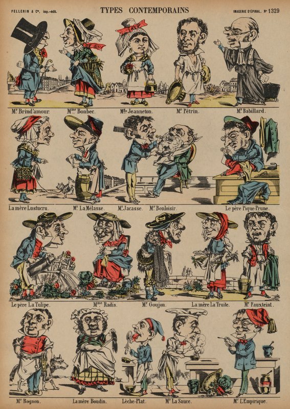 Karikaturer (farvegravering) af French School