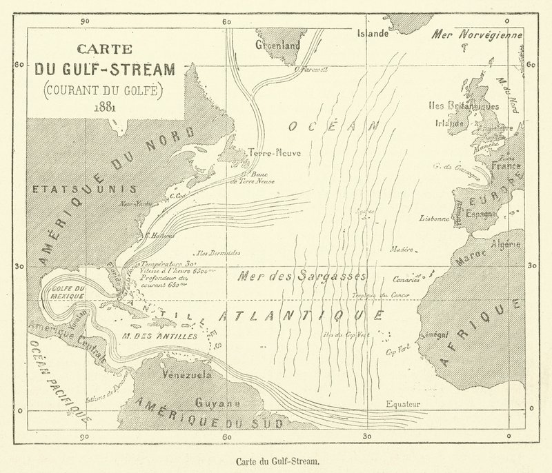 Carte du Gulf-Stream (gravering) af French School