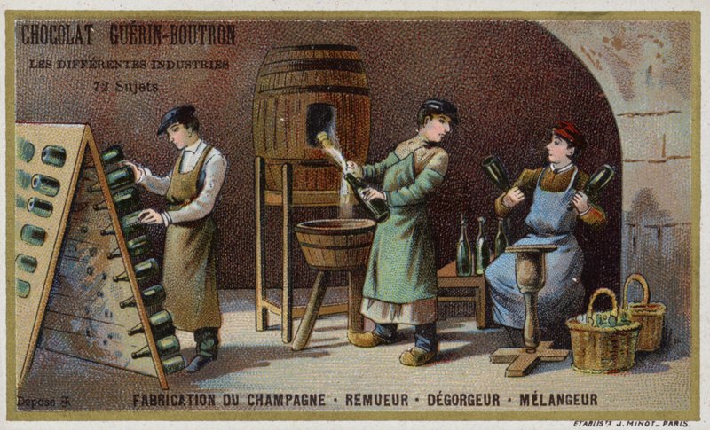 Champagnefremstilling (chromolitho) af French School