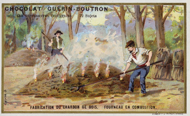 Trækulsfremstilling (chromolitho) af French School