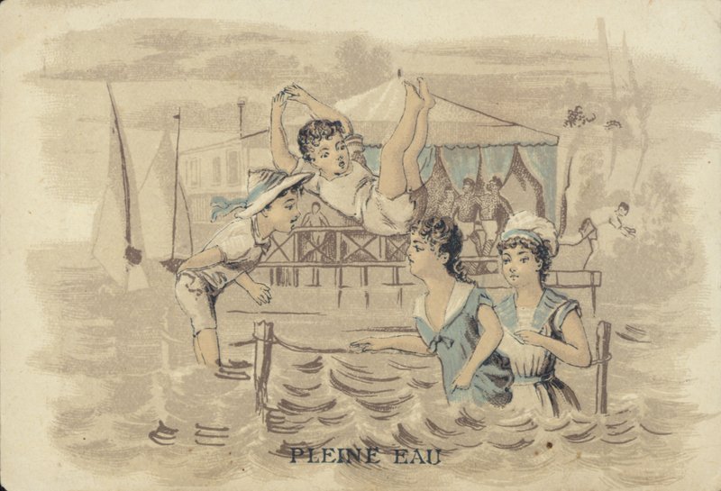 Børn leger i vandet af French School