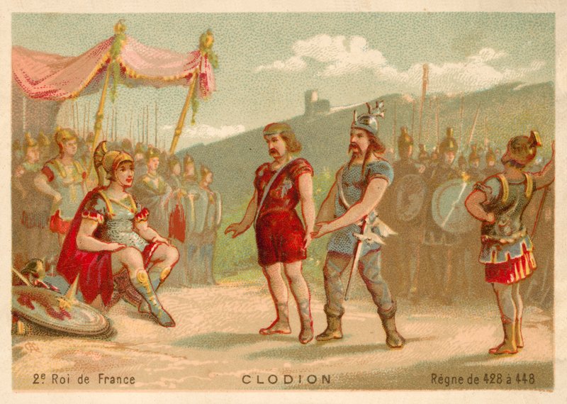 Chlodio, konge af de saliske frankere (chromolitho) af French School