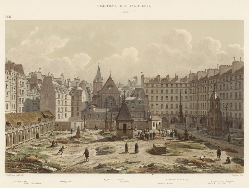 De uskyldiges kirkegård, 1750 af French School