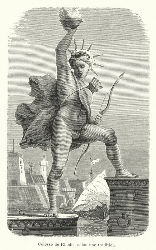 Colossus of Rhodos ifølge en tradition (gravering) af French School
