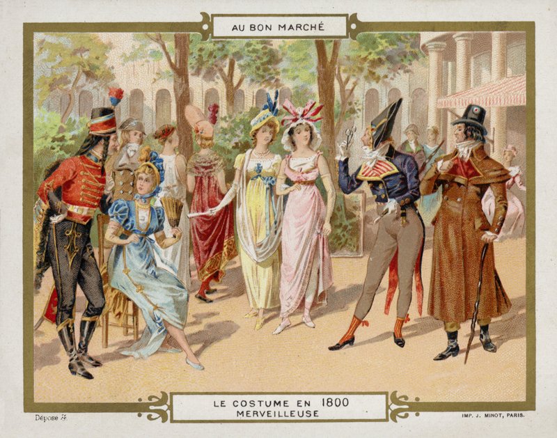 Kostume i 1800 - merveilleuse (chromolitho) af French School