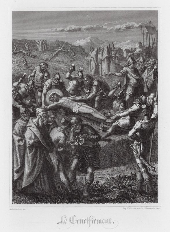 Jesu Kristi korsfæstelse (gravering) af French School