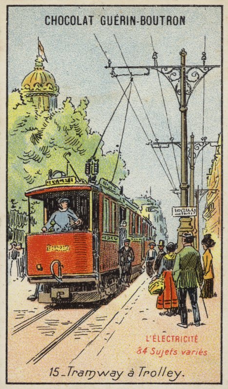 Elektrisk sporvogn (chromolitho) af French School