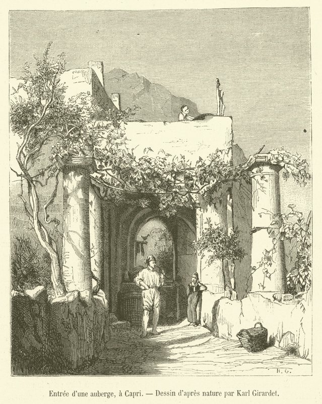 Indgang til en kro, i Capri (gravering) af French School