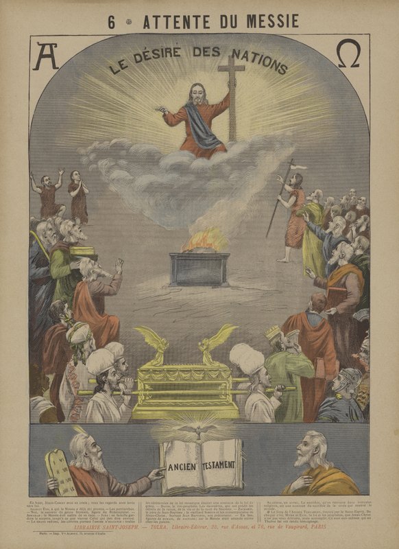 Forventning til Messias (farve litho) af French School