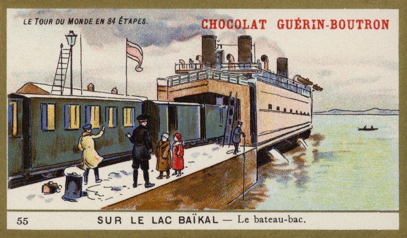 Færge på Bajkalsøen (chromolitho) af French School