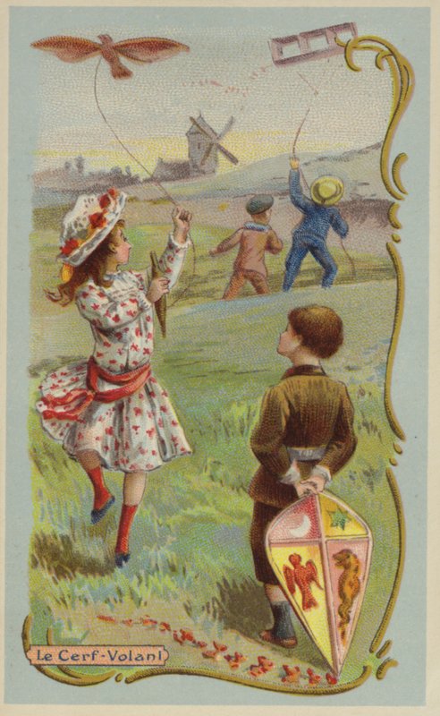 Flyvende drager (chromolitho) af French School
