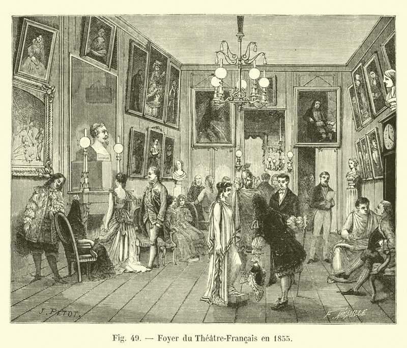 Foyer i Theatre-Francais i 1855 af French School