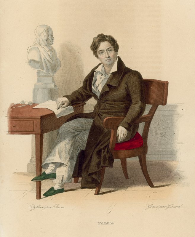 Francois-Joseph Talma (farvet gravering) af French School