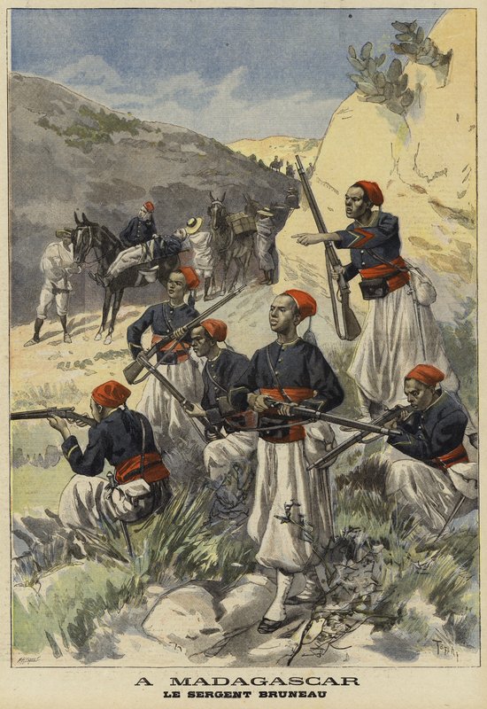 Franske kolonitropper på Madagaskar, 1897 af French School