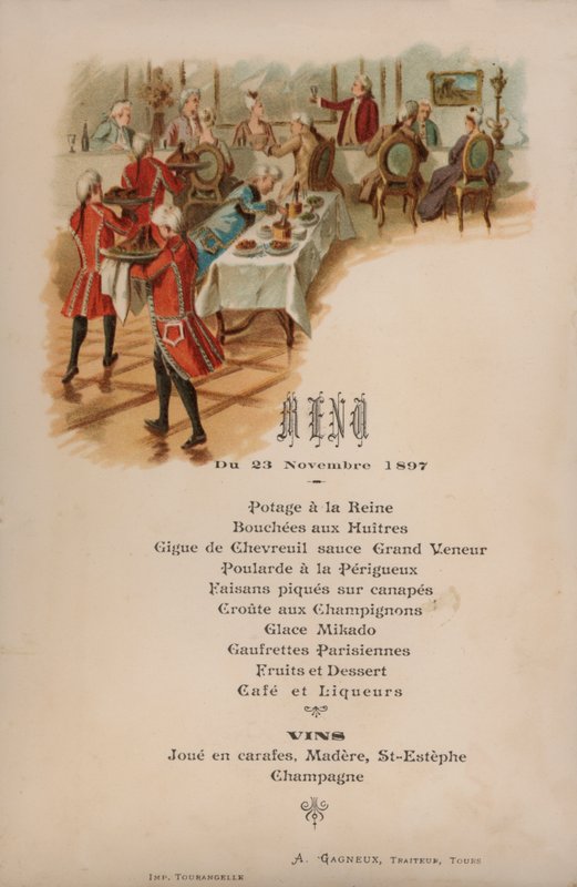 Fransk menu til middag af French School