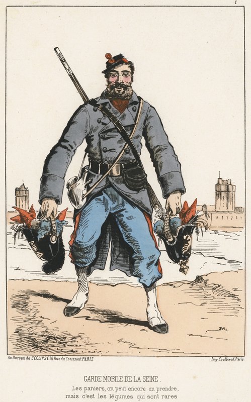 Mobile Guard of the Seine (farvet gravering) af French School