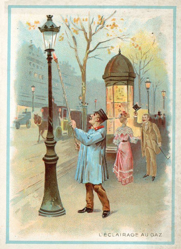 Gasbelysning (chromolitho) af French School