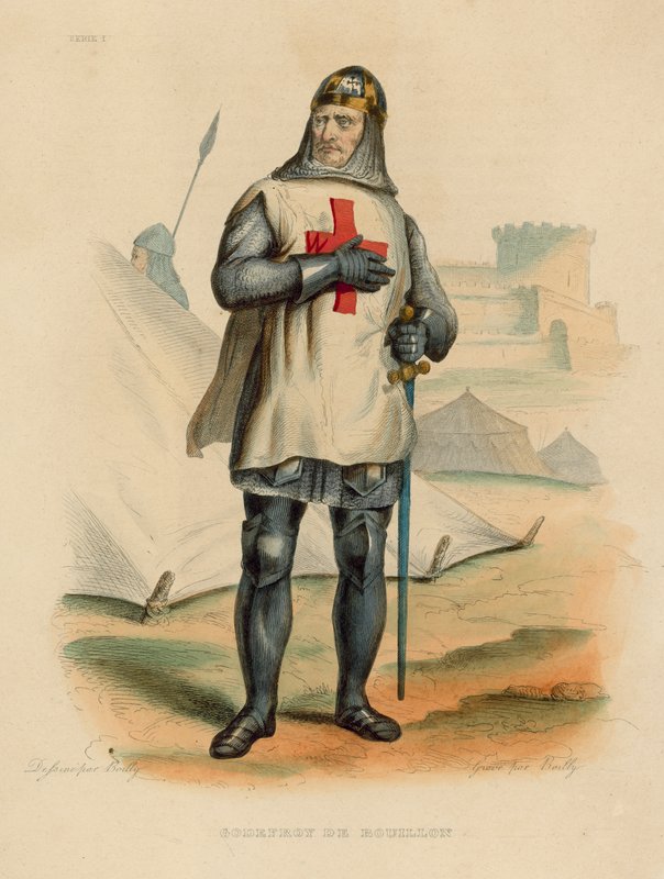 Godefroy de Bouillon (farvet gravering) af French School