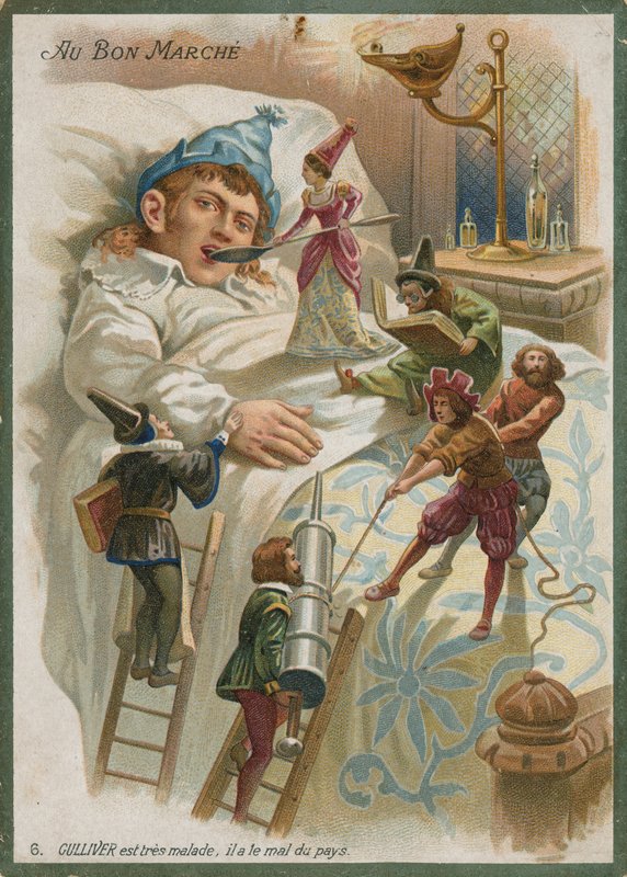 Gulliver syg i Lilliput af French School