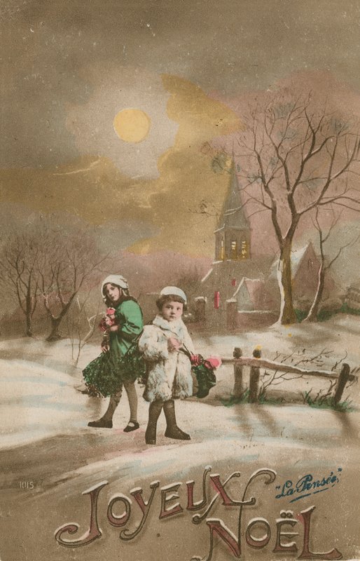Glædelig jul. Postkort sendt i 1913. af French School
