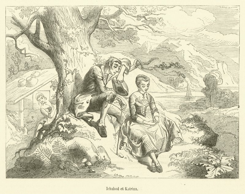 Ichabod og Katrina (gravering) af French School