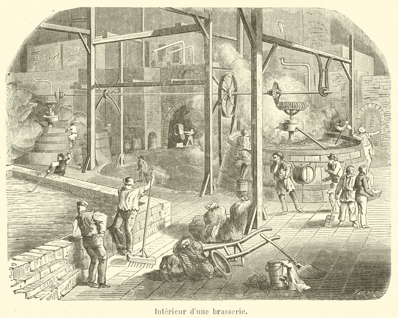 Interiør af et bryggeri (gravering) af French School