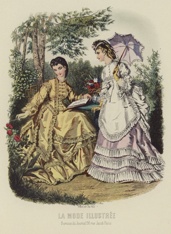 La Mode Illustree, to velklædte kvinder af French School