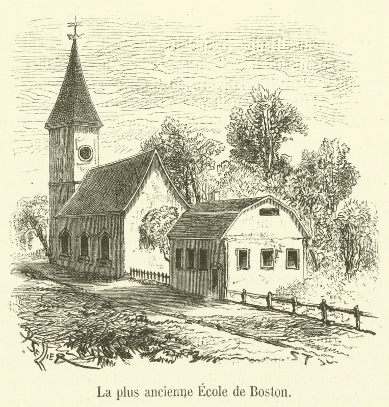 Bostons ældste skole (gravering) af French School