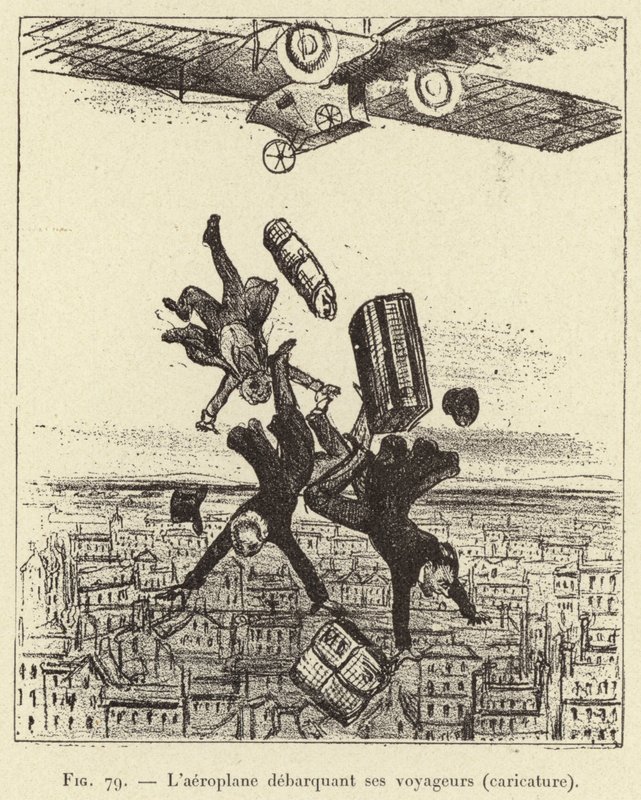 Flyet, der går fra borde af sine passagerer (karikatur) (gravering) af French School