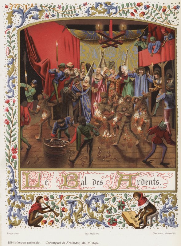 The Bal des Ardents (chromolitho) af French School