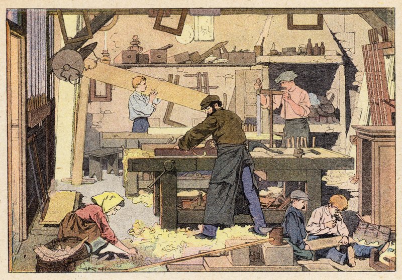 Snedkeren, Snedkeren (farve litho) af French School