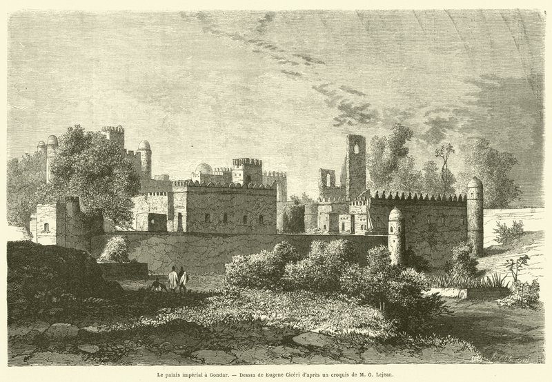 Le palais imperial a Gondar (gravering) af French School