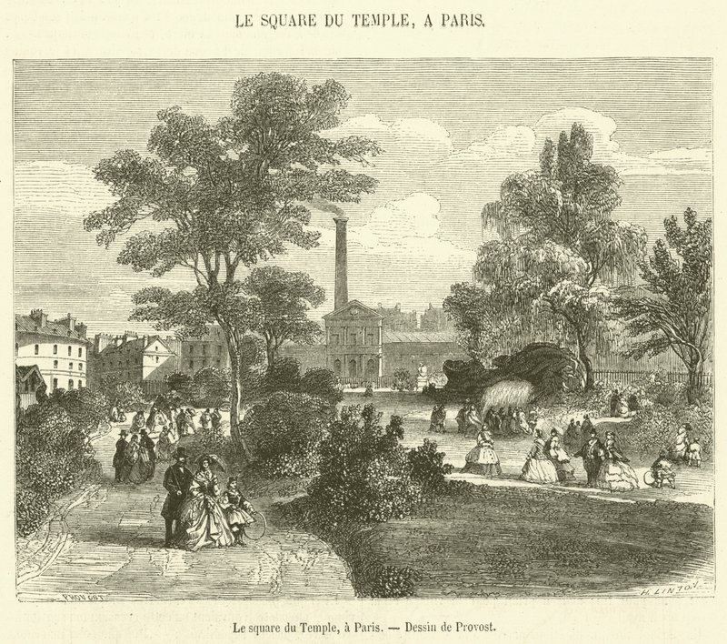 Le square du Temple, et Paris (gravering) af French School