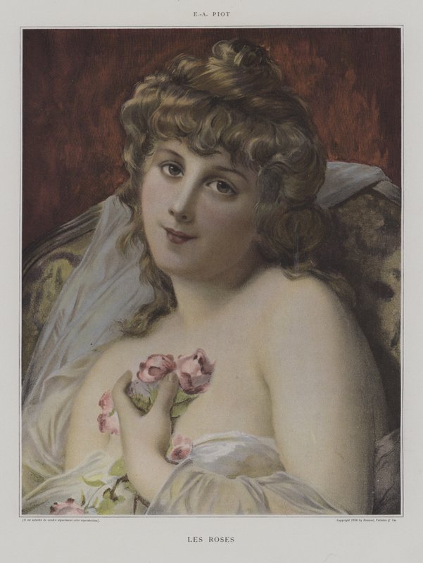 Les Roses (roser) (farve litho) af French School