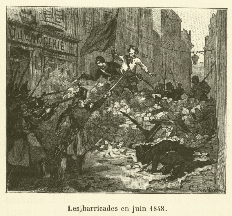 Barrikaderne i juni 1848 (gravering) af French School