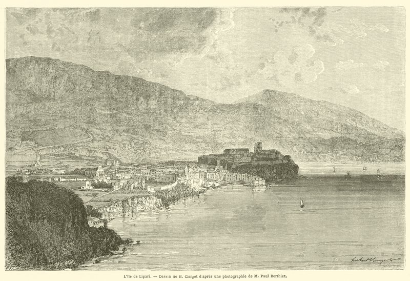 Øen Lipari (gravering) af French School